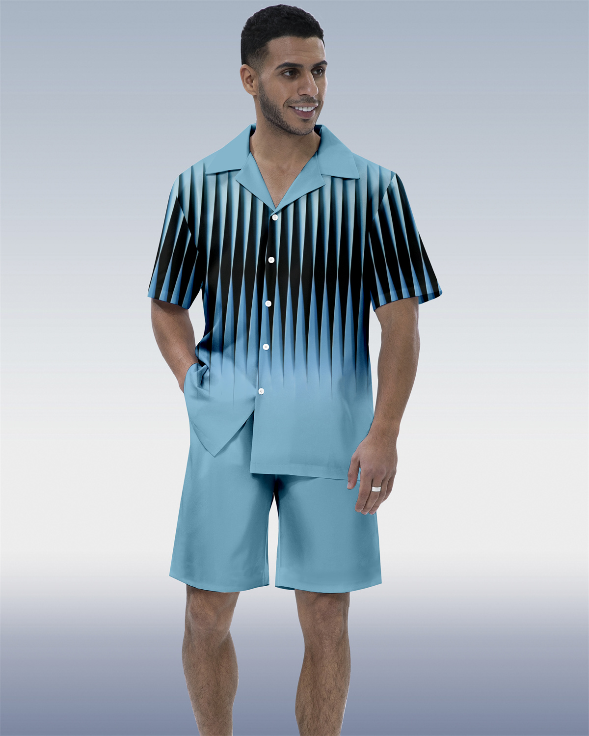 Men's Geometric Abstract Art Short Sleeve Shirt Set