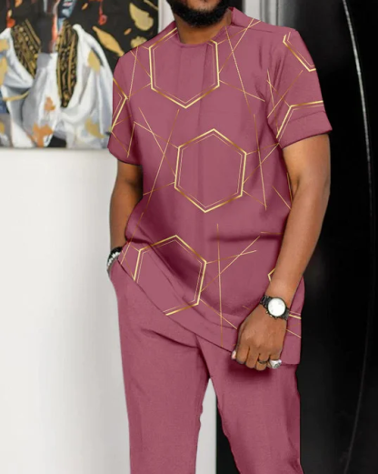 Men's Ombre Print Short Sleeve Suit