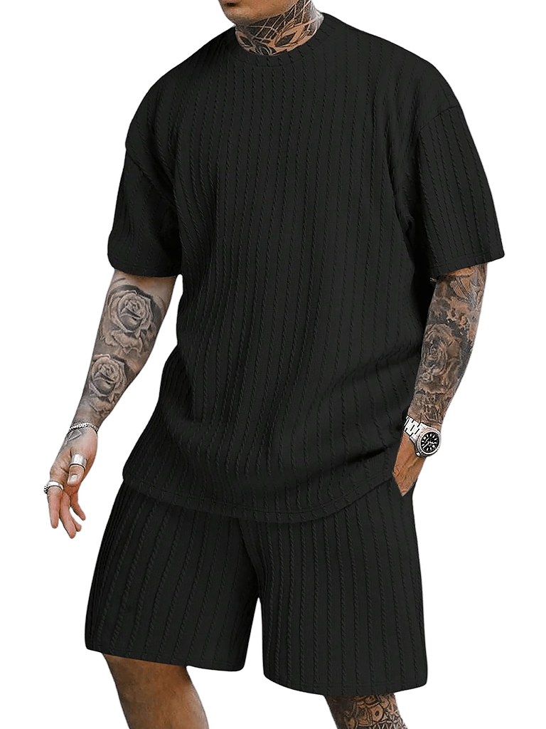 Men's casual gorgeous textured printed shorts set