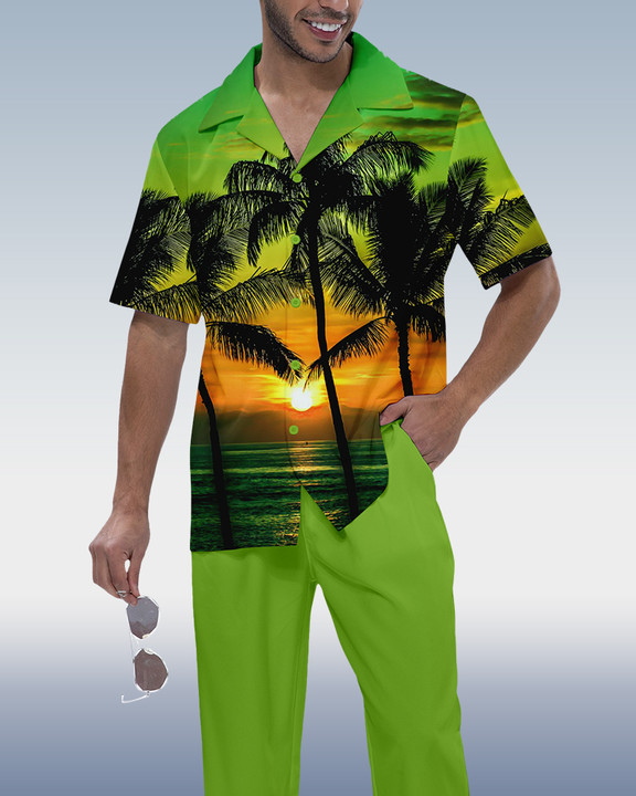 Suitmens Men's Coconut Short Sleeve Shirt Walking Set 325