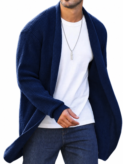 Men's Casual Basic Mid-length Knitted Sweater Cardigan Jacket