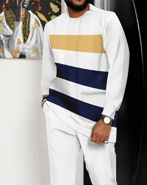 Suitmens Men's Contrasting Color Long Sleeve Athletic Walking Suit -289