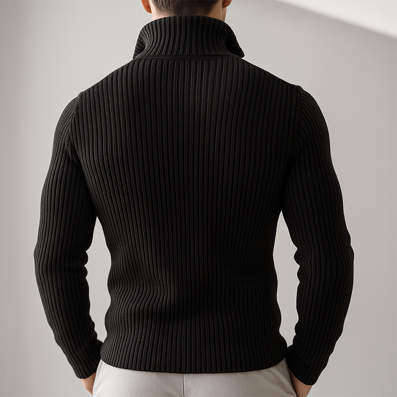 Men's Retro Casual Solid Color Knitted Zipper Sweater Cardigan