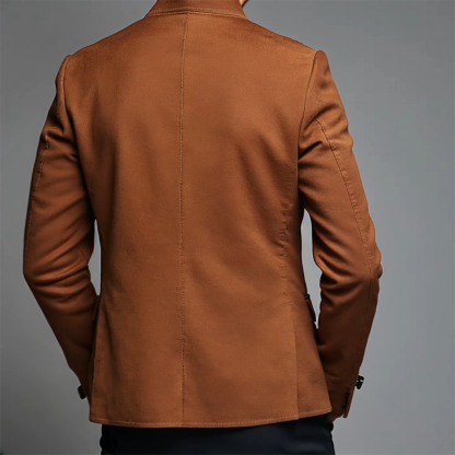 Men's Vintage Casual Suede Stand Collar Single Breasted Jacket