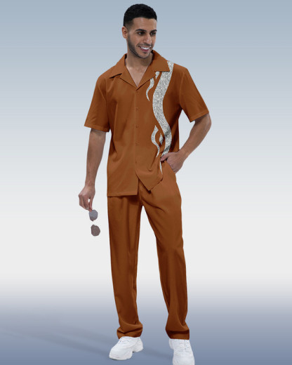 Men's Art Print Short Sleeve Walking Suit