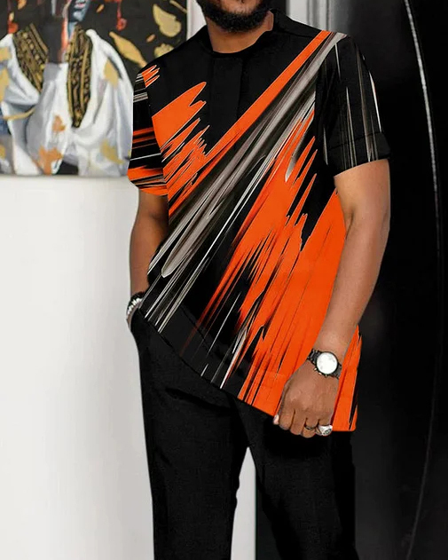 Men's Personalized Print Short Sleeve Suit