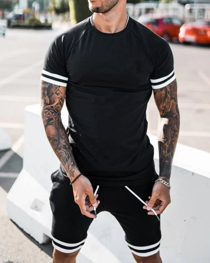 Men's casual simple short sleeve two piece set