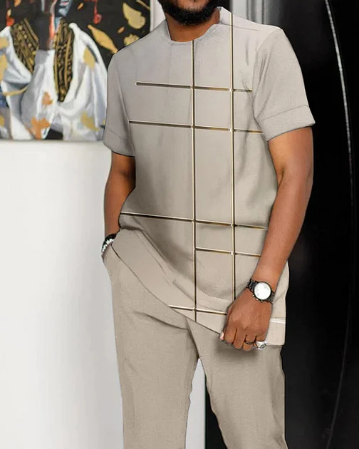 Men's Sequin Print Short Sleeve Suit