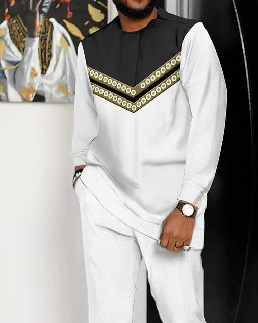 Men's Contrasting Long Sleeve Athletic Walking Suit