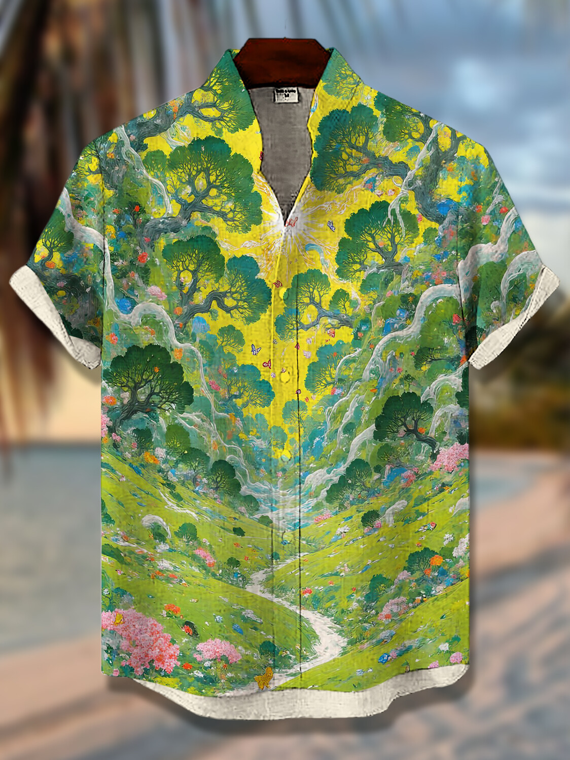 Men's Retro Art Print Short Sleeve Shirt