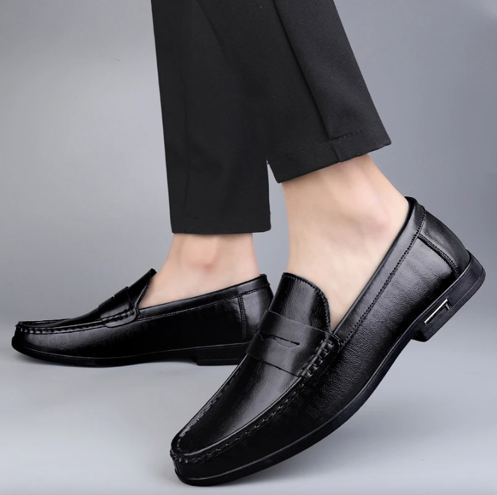 dress leather loafer shoes color black size 8 for men