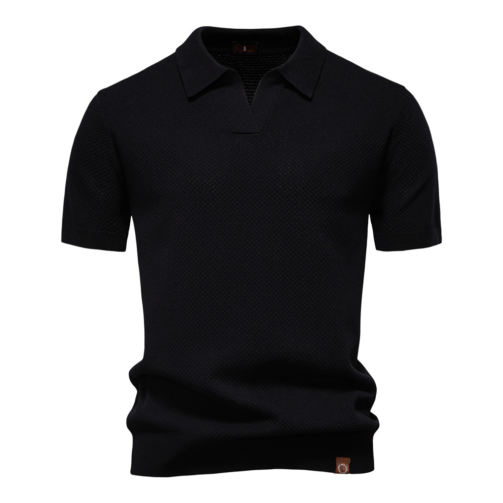 Men'S Business Seagull Collar Men'S Short-Sleeved Sweater Polo Shirt