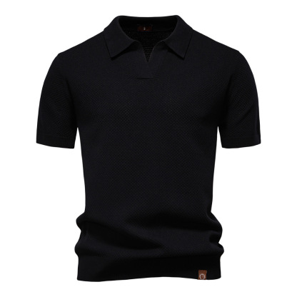 Men'S Business Seagull Collar Men'S Short-Sleeved Sweater Polo Shirt