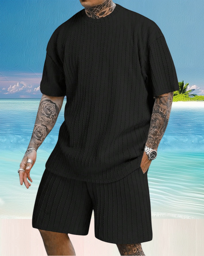 Men's casual gorgeous textured printed shorts set