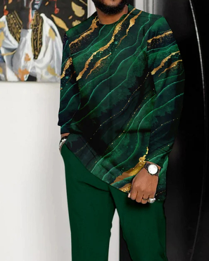 Men's Casual Color Blocking Long Sleeve Walking Suit