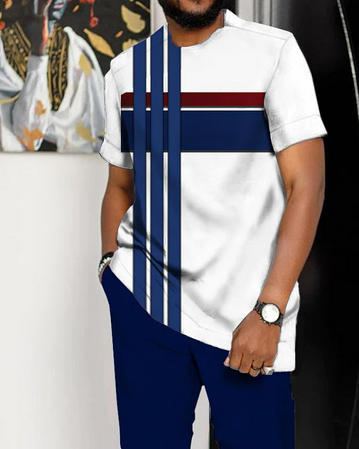 Men's Art Print Short Sleeve Suit