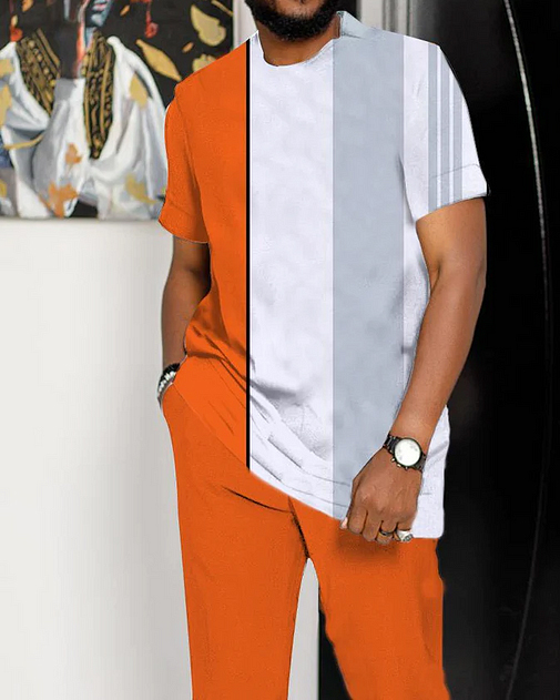 Men's Art Print Short Sleeve Suit