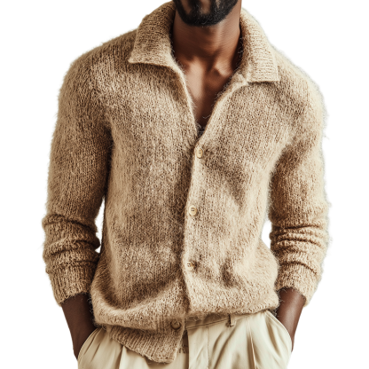 Men's Retro Casual Knitted Lapel Sweater Cardigan