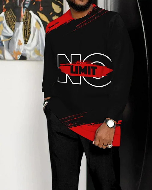 Men's Printed Long Sleeve Athletic Walking Suit