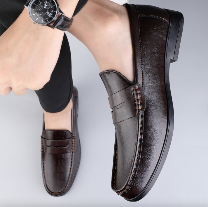 office leather loafer shoes color brown size 6 for men