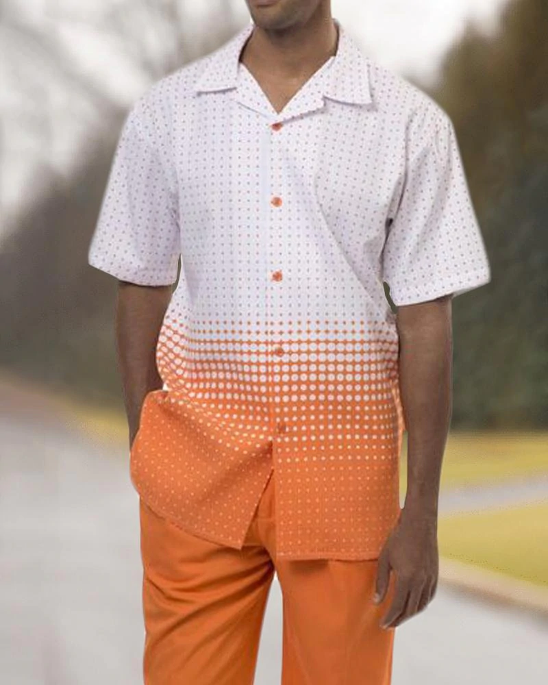 Men's Polka Dot Gradient Short Sleeve Walking Set