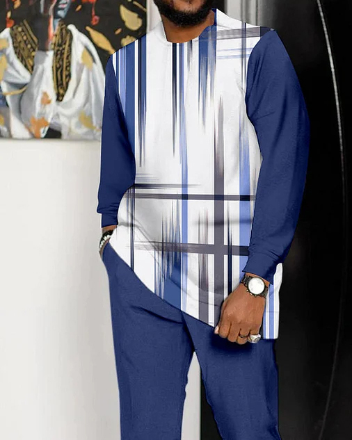 Suitmens Men's Contrasting Long Sleeve Athletic Walking Suit - 271