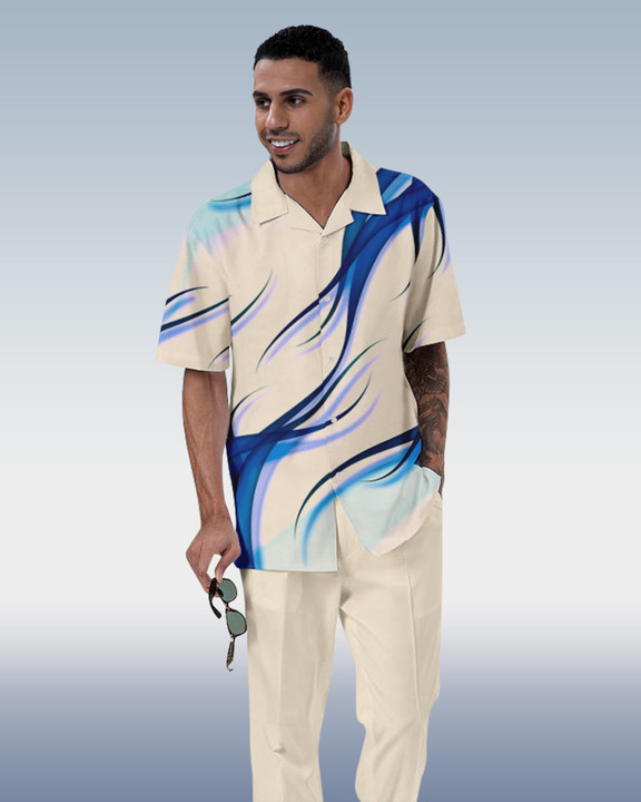 Men's Tie Dye Short Sleeve Shirt Walking Set