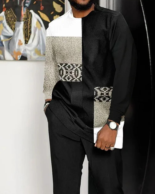 Men's Casual Color Blocking Long Sleeve Walking Suit