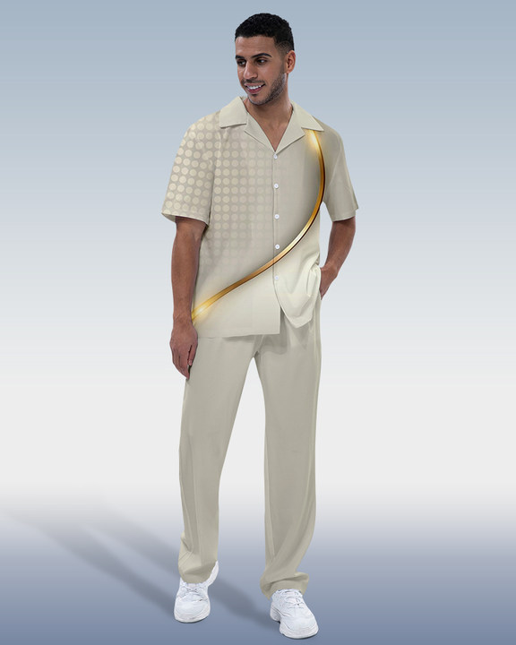 Men's Fashion Short Sleeve Shirt Walking Set