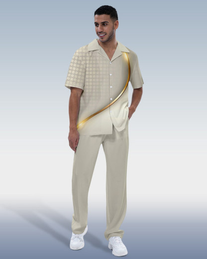 Men's Fashion Short Sleeve Shirt Walking Set