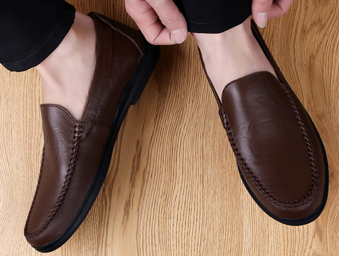 office leather loafers shoes color brown size 10 for men