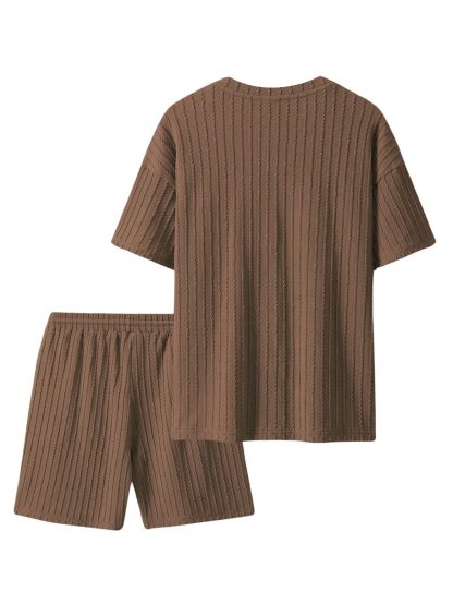 Men's casual gorgeous textured printed shorts set