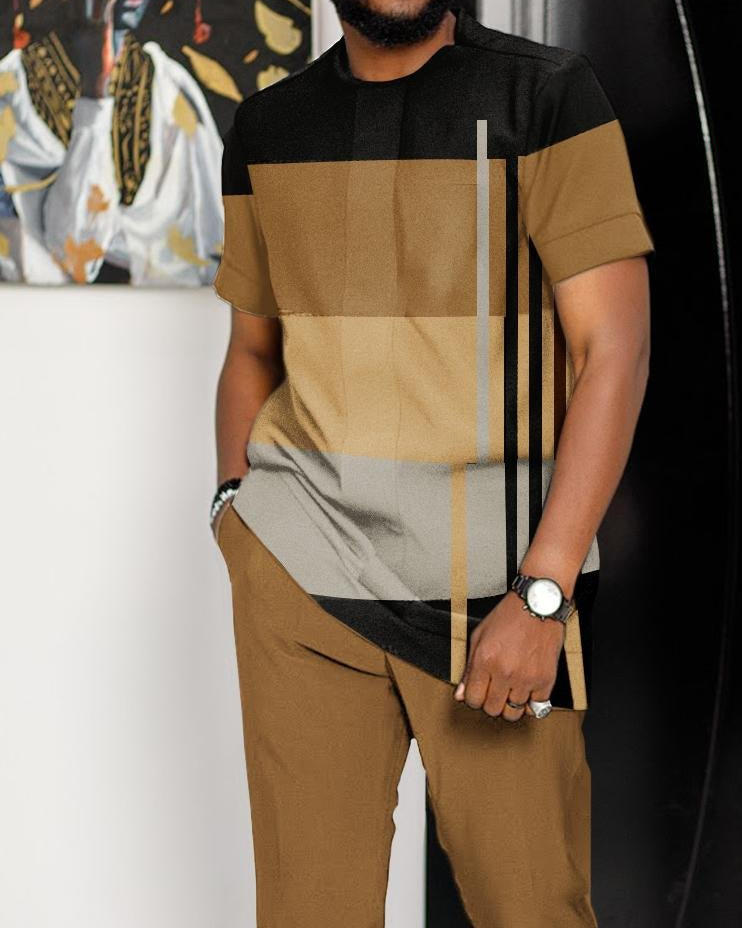 Men's Casual Colorblock Walking Suit
