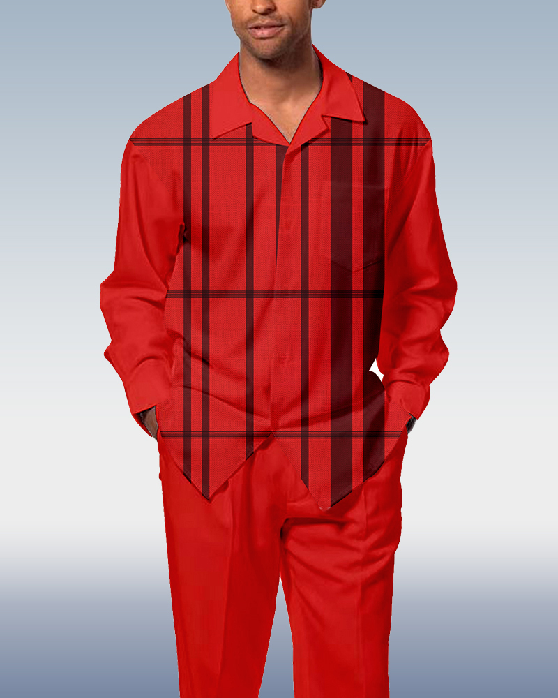 Suitmens Men's Fashion Casual Long Sleeve Walking Suit 004