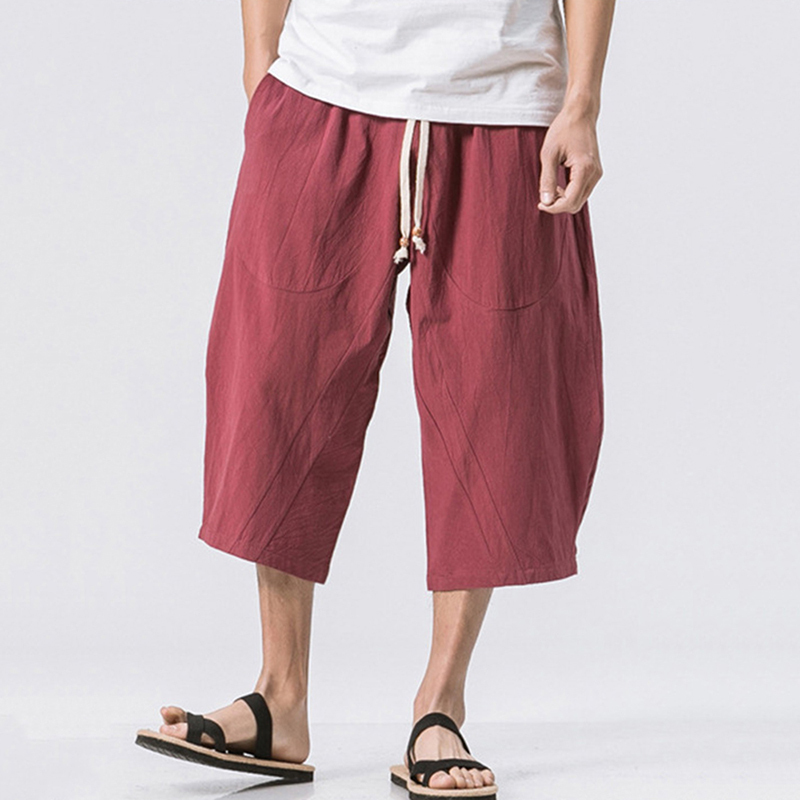 Men's Vintage Japanese Pocket Cotton Linen Casual Pants