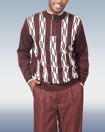 {Pre-order ships within 30} Blue Knitted Walking Suit Long Sleeve Suit