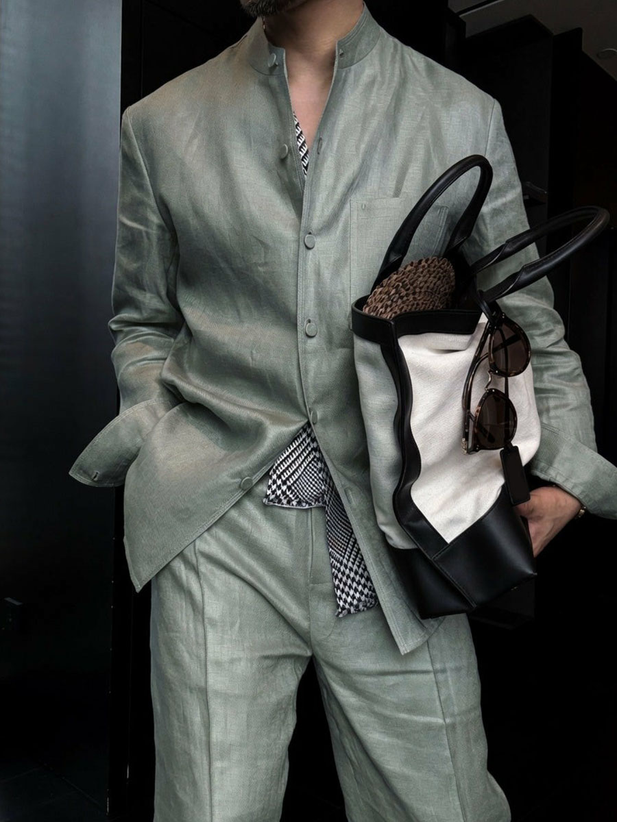 Premium Linen Mandarin Collar 2-Piece Suit | Old Money Style Breathable Set for Men