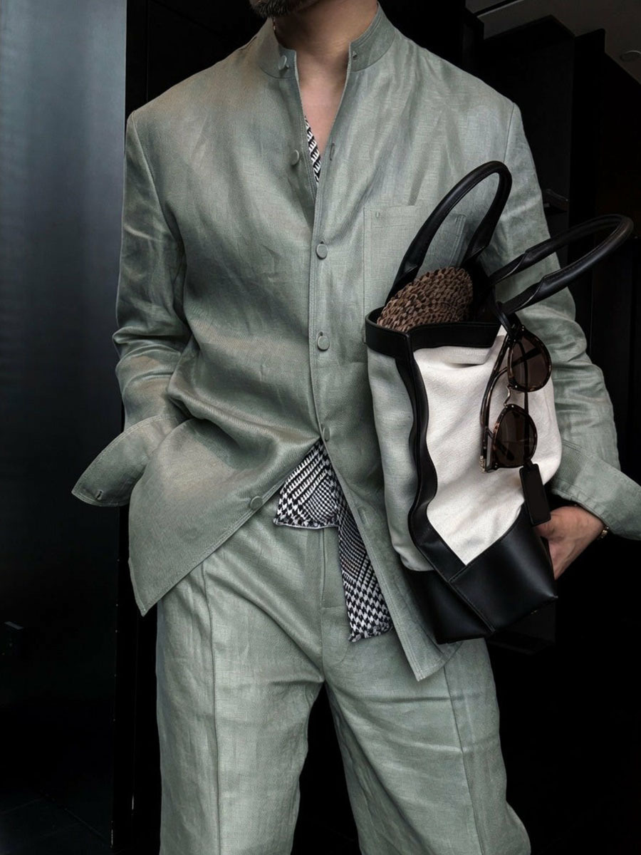 Premium Linen Mandarin Collar 2-Piece Suit | Old Money Style Breathable Set for Men