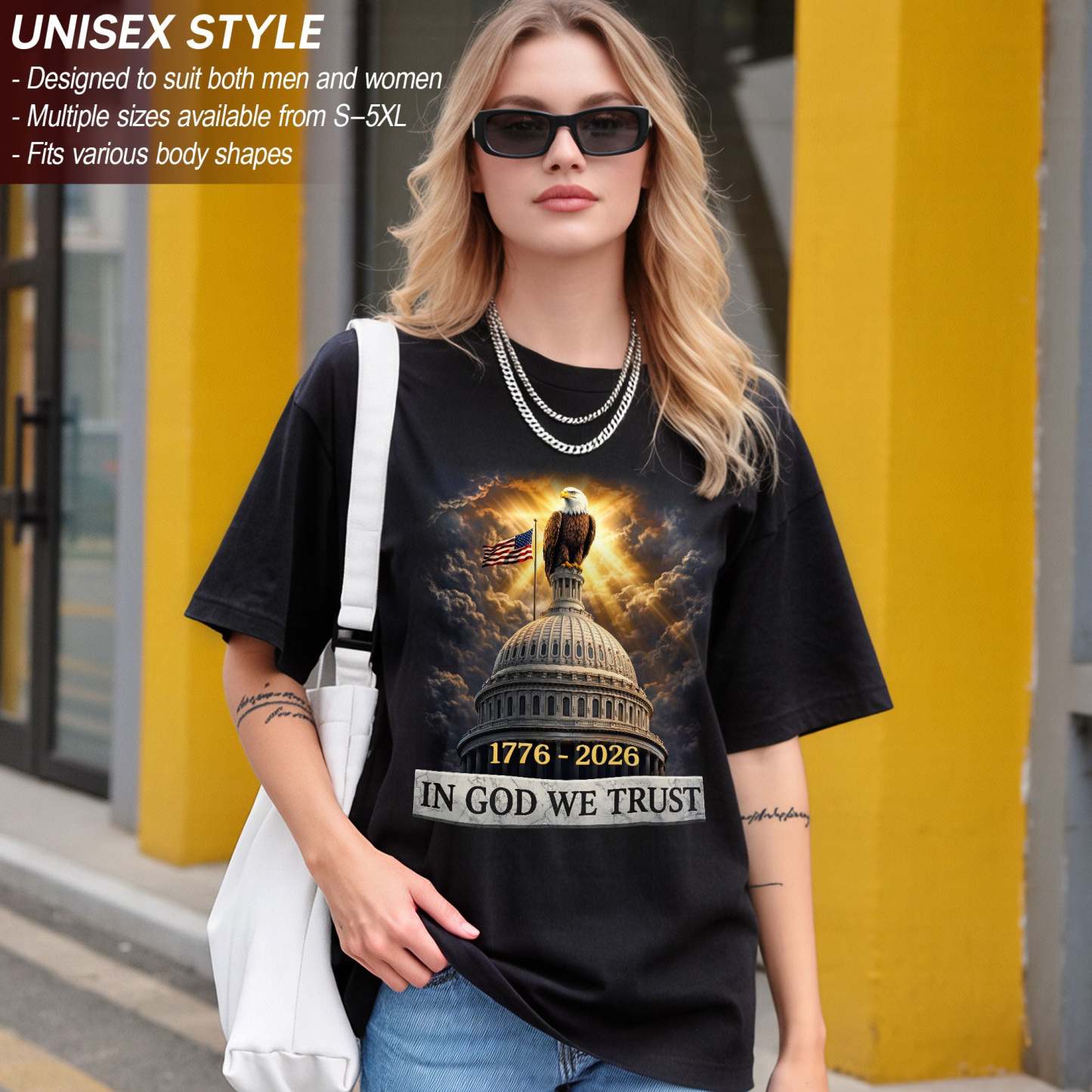 250 Years of America Anniversary Bootleg Eagle & US Capitol T Shirt 