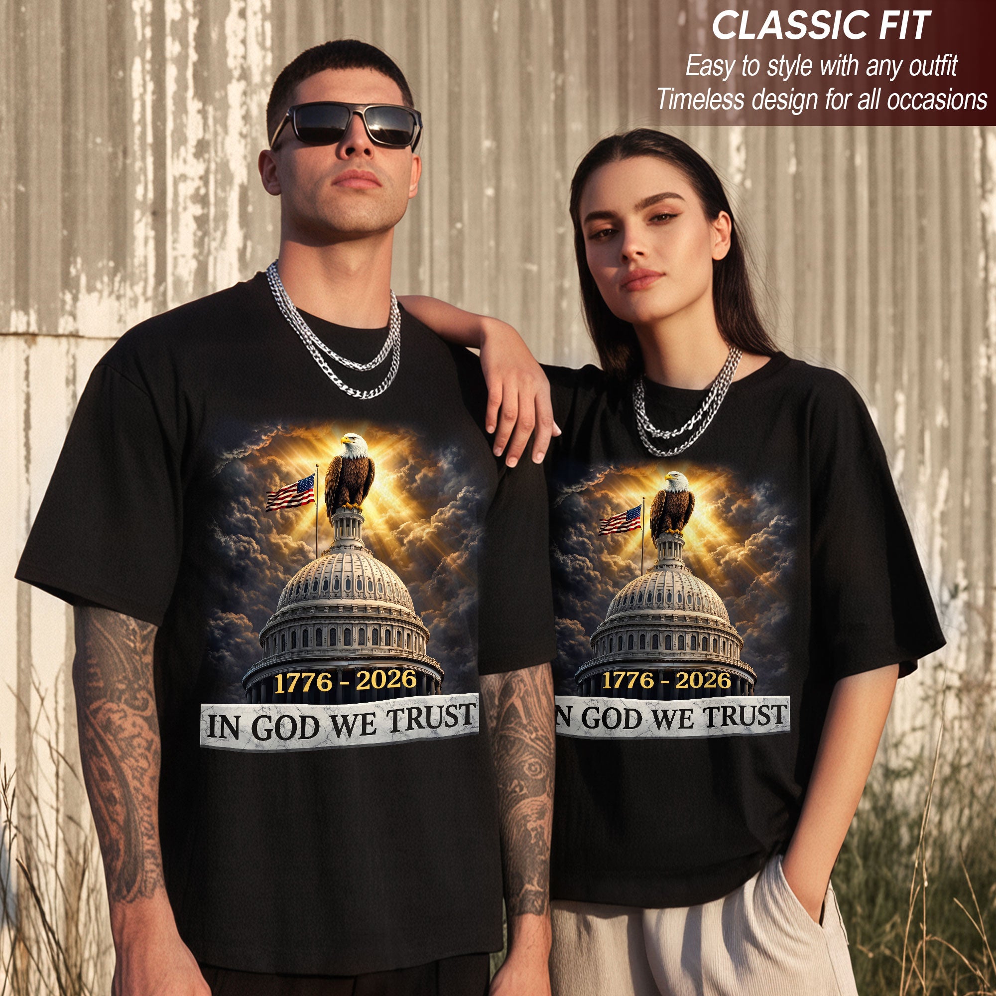 250 Years of America Anniversary Bootleg Eagle & US Capitol T Shirt 