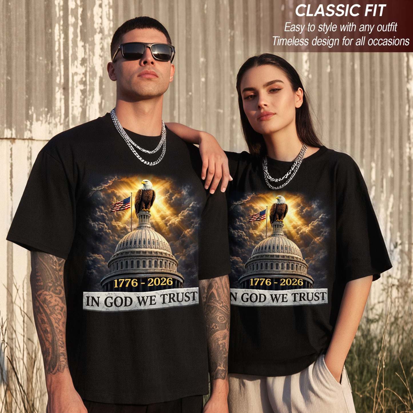 250 Years of America Anniversary Bootleg Eagle & US Capitol T Shirt 