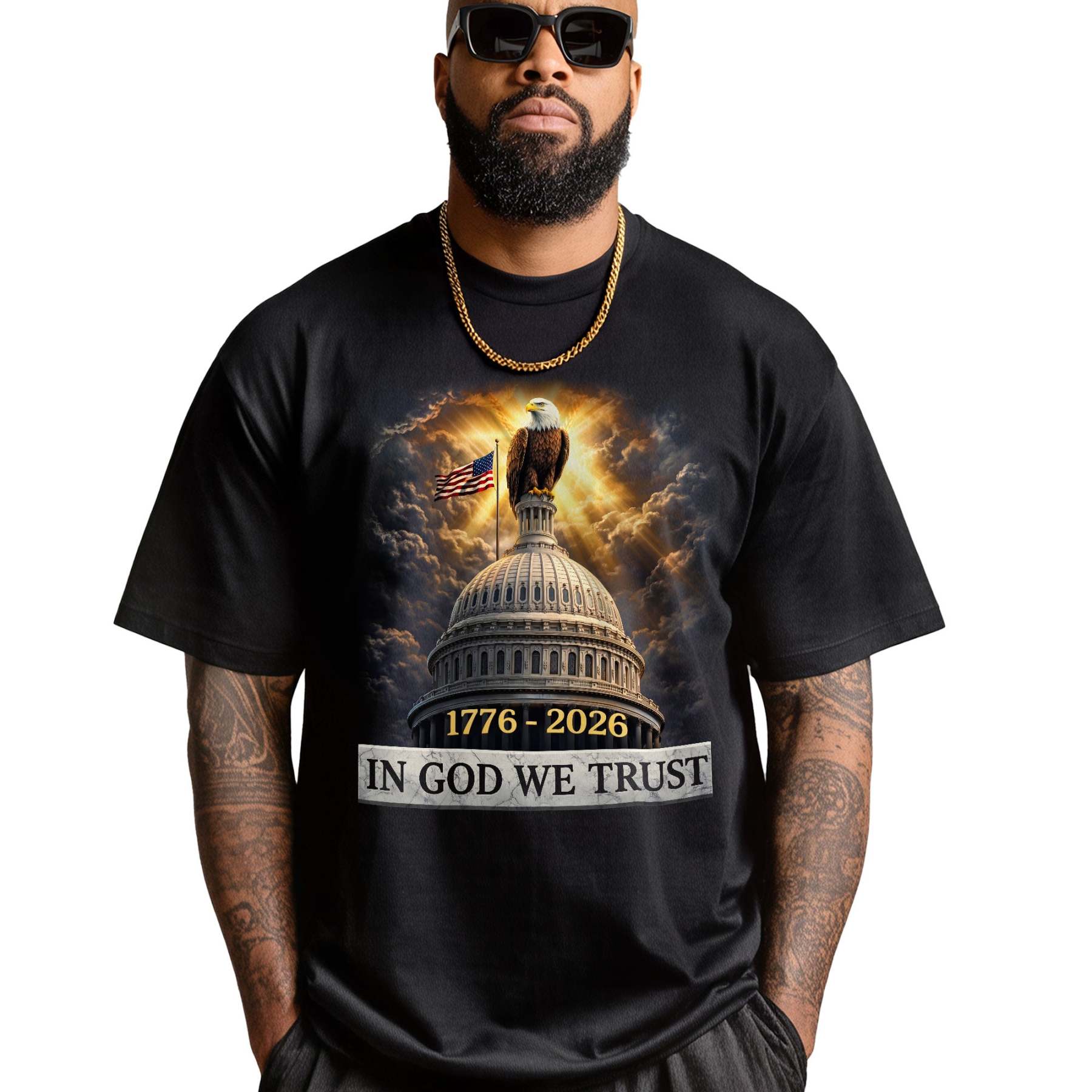 250 Years of America Anniversary Bootleg Eagle & US Capitol T Shirt 