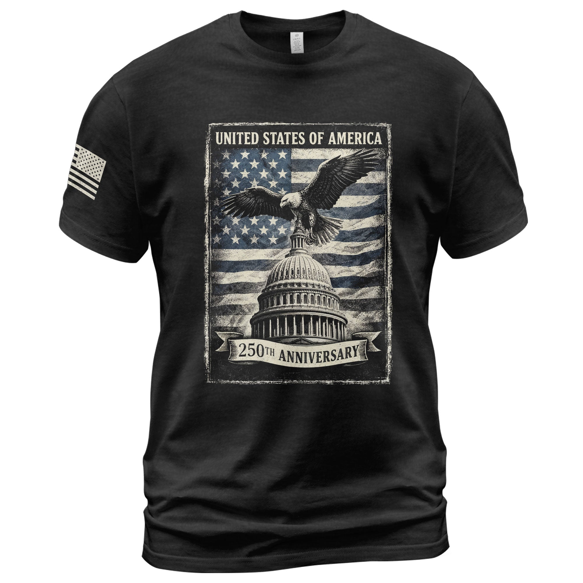 250 Years America Anniversary 1776-2026 Men's Patriotic T-Shirt – Retro Eagle & Capitol Freedom USA 250 Birthday Tee
