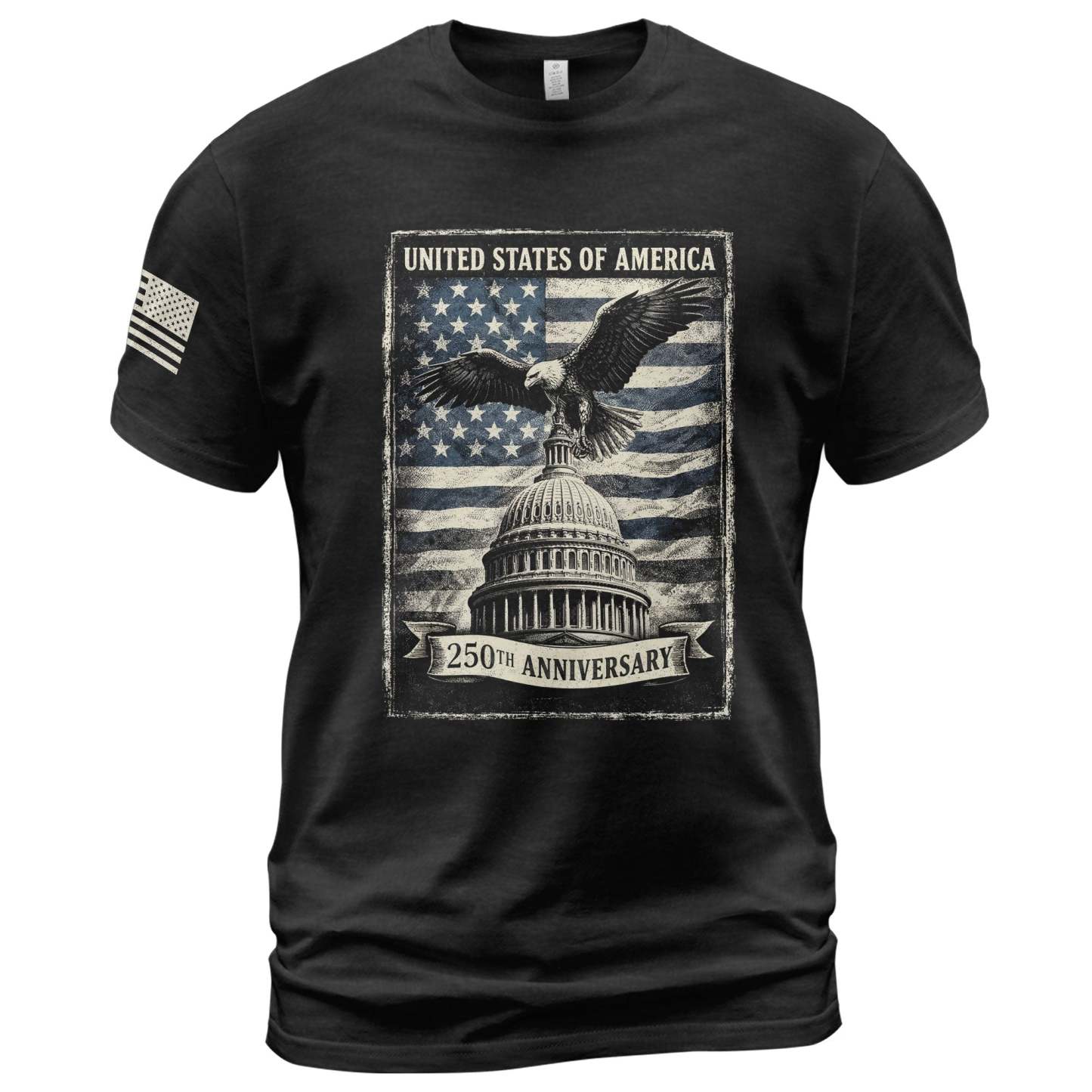 250 Years America Anniversary 1776-2026 Men's Patriotic T-Shirt – Retro Eagle & Capitol Freedom USA 250 Birthday Tee