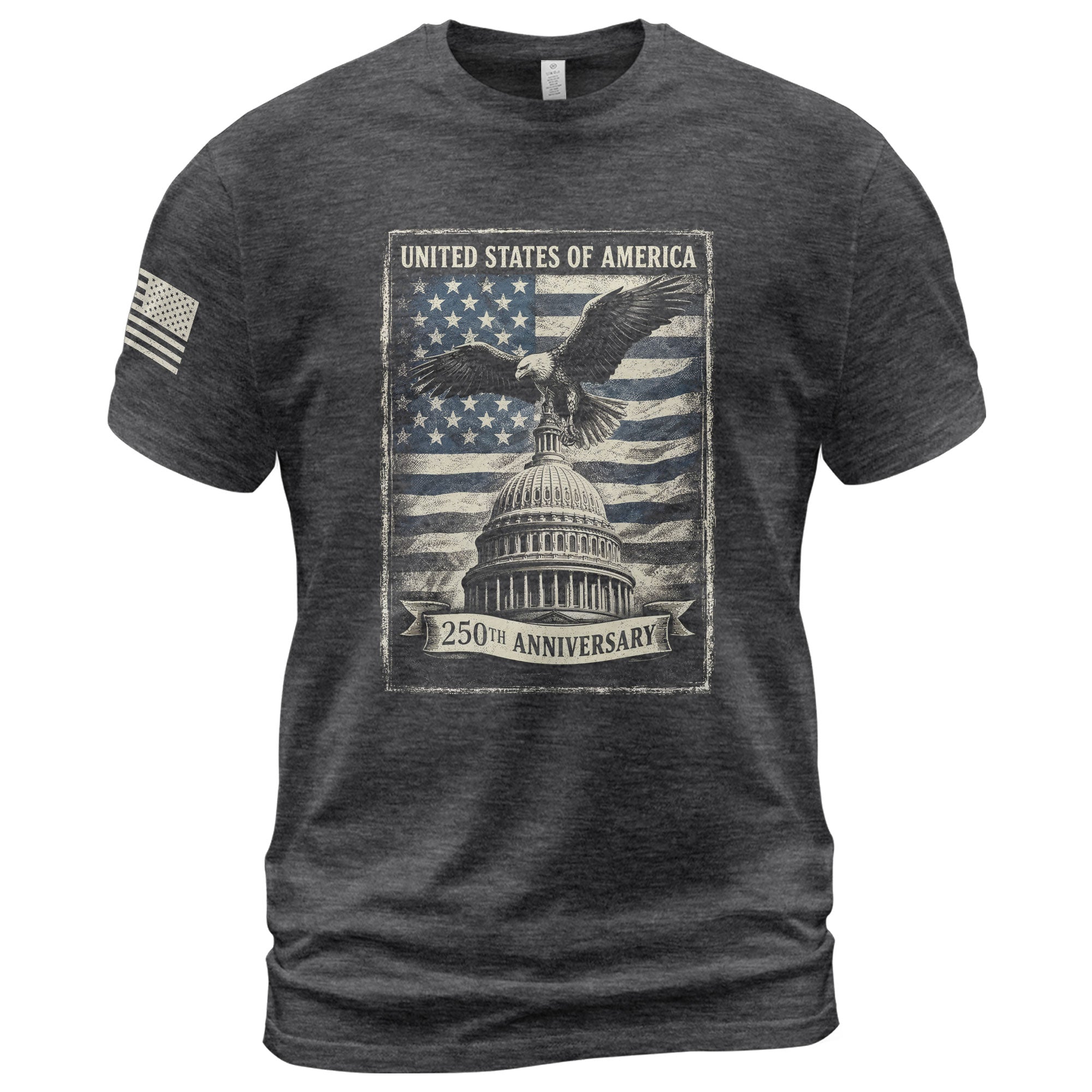 250 Years America Anniversary 1776-2026 Men's Patriotic T-Shirt – Retro Eagle & Capitol Freedom USA 250 Birthday Tee