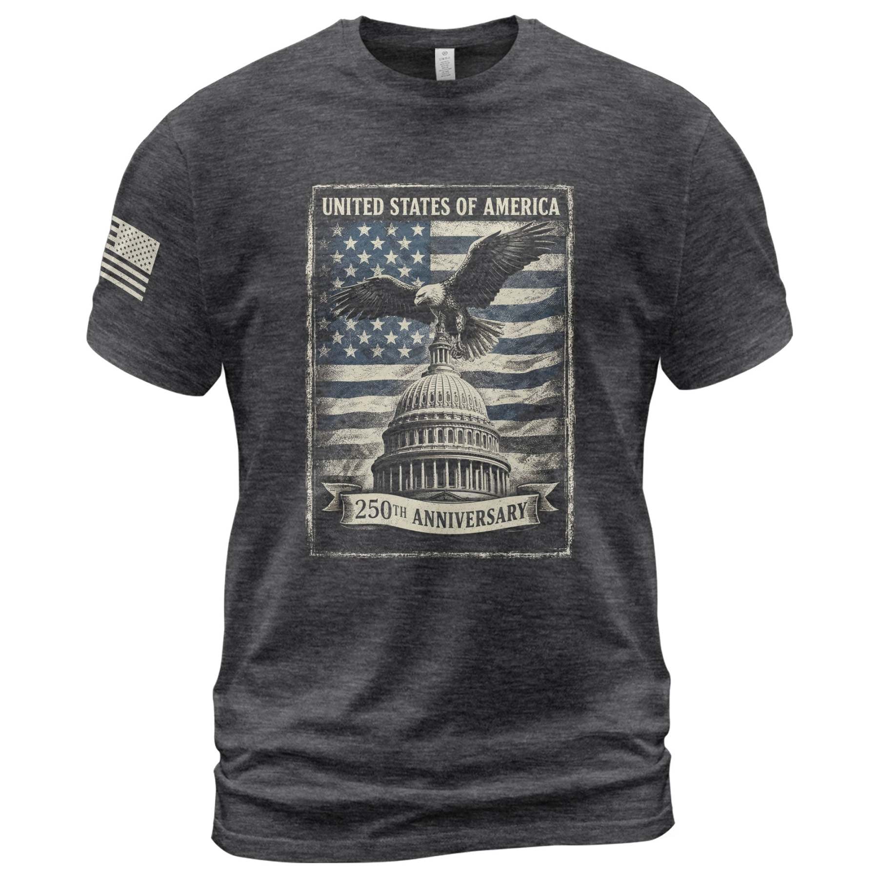 250 Years America Anniversary 1776-2026 Men's Patriotic T-Shirt – Retro Eagle & Capitol Freedom USA 250 Birthday Tee