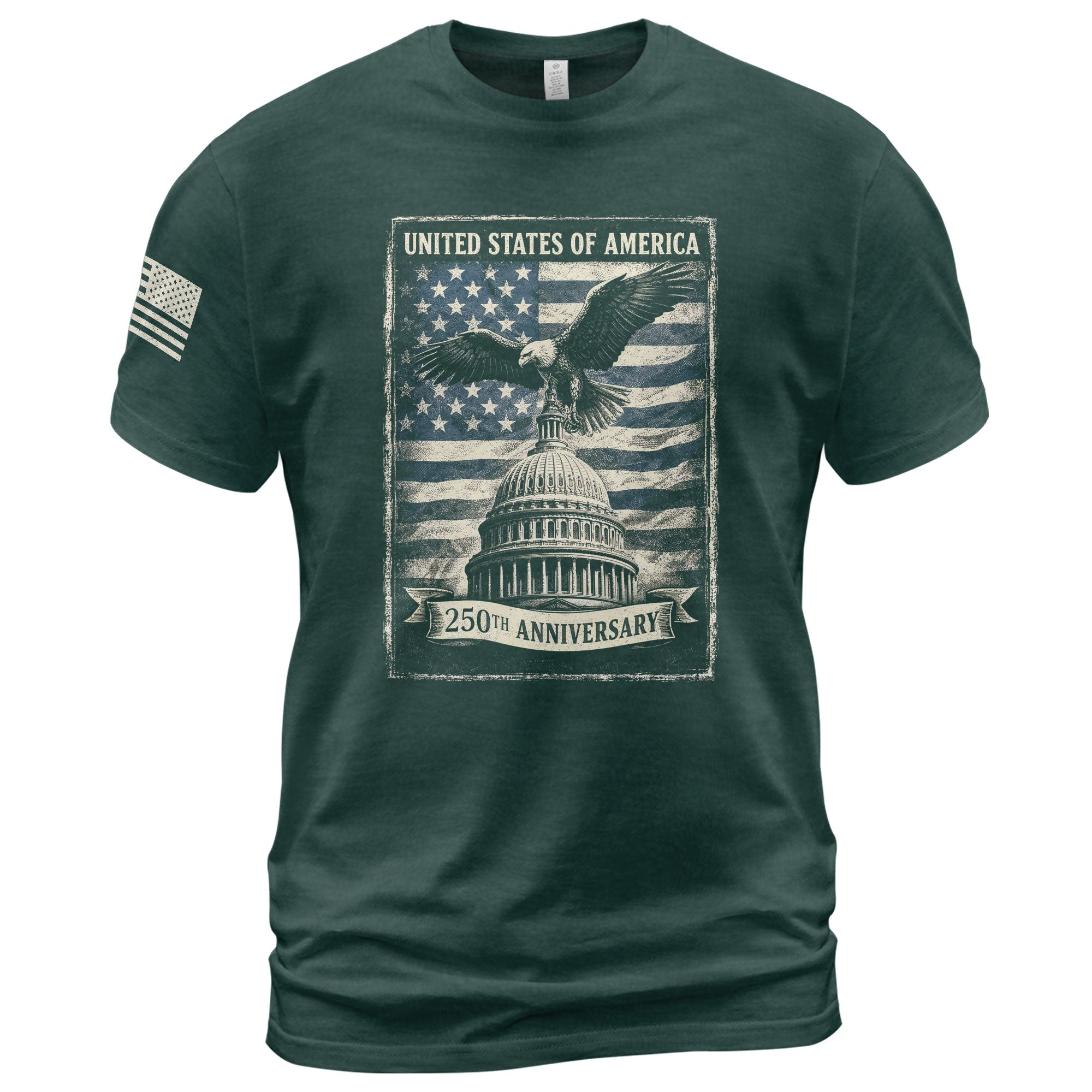 250 Years America Anniversary 1776-2026 Men's Patriotic T-Shirt – Retro Eagle & Capitol Freedom USA 250 Birthday Tee