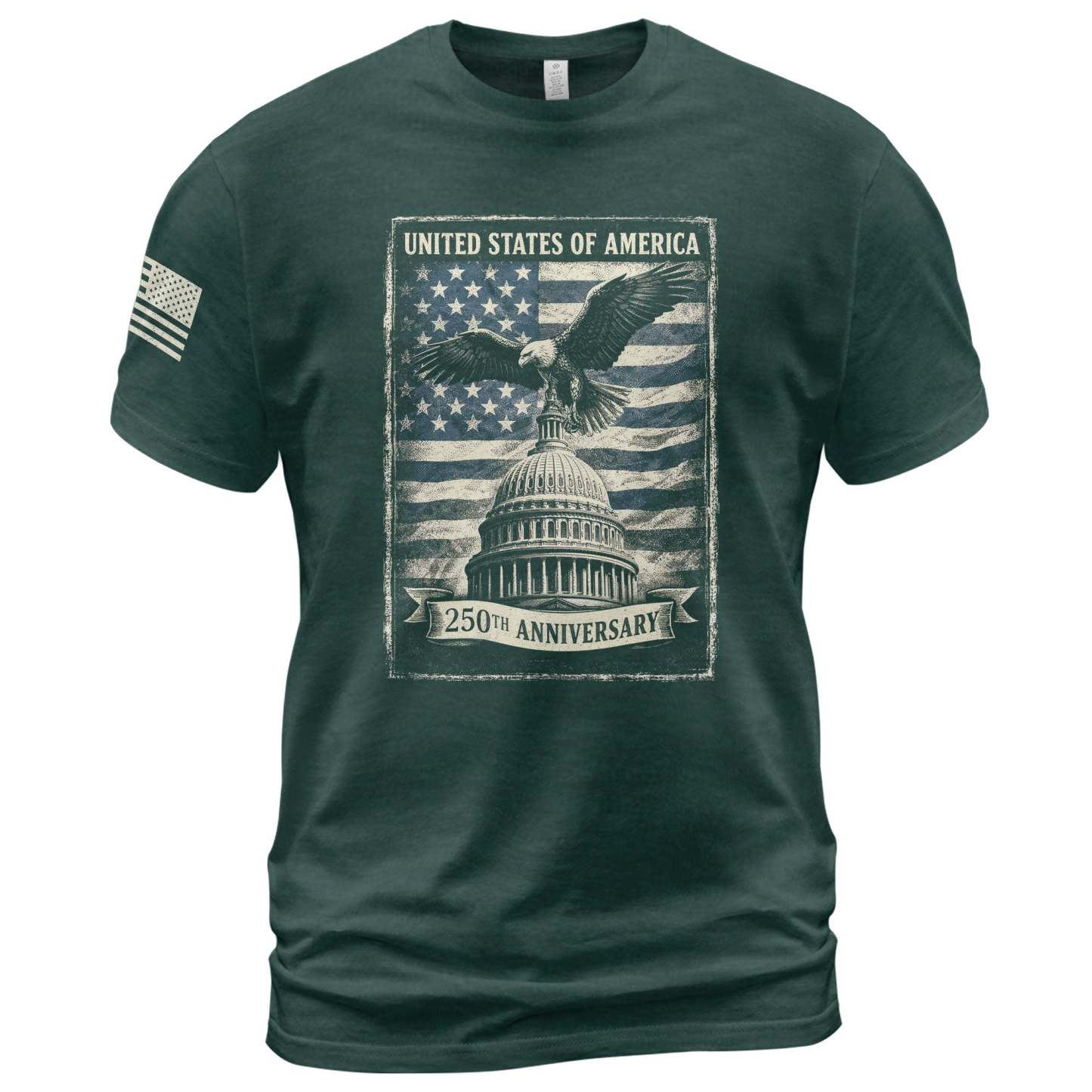 250 Years America Anniversary 1776-2026 Men's Patriotic T-Shirt – Retro Eagle & Capitol Freedom USA 250 Birthday Tee