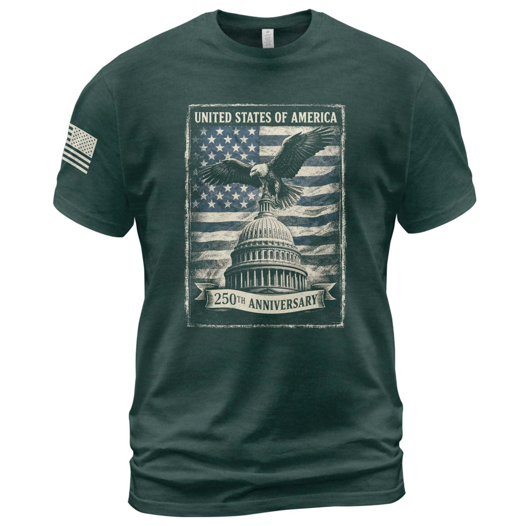 250 Years America Anniversary 1776-2026 Men's Patriotic T-Shirt – Retro Eagle & Capitol Freedom USA 250 Birthday Tee
