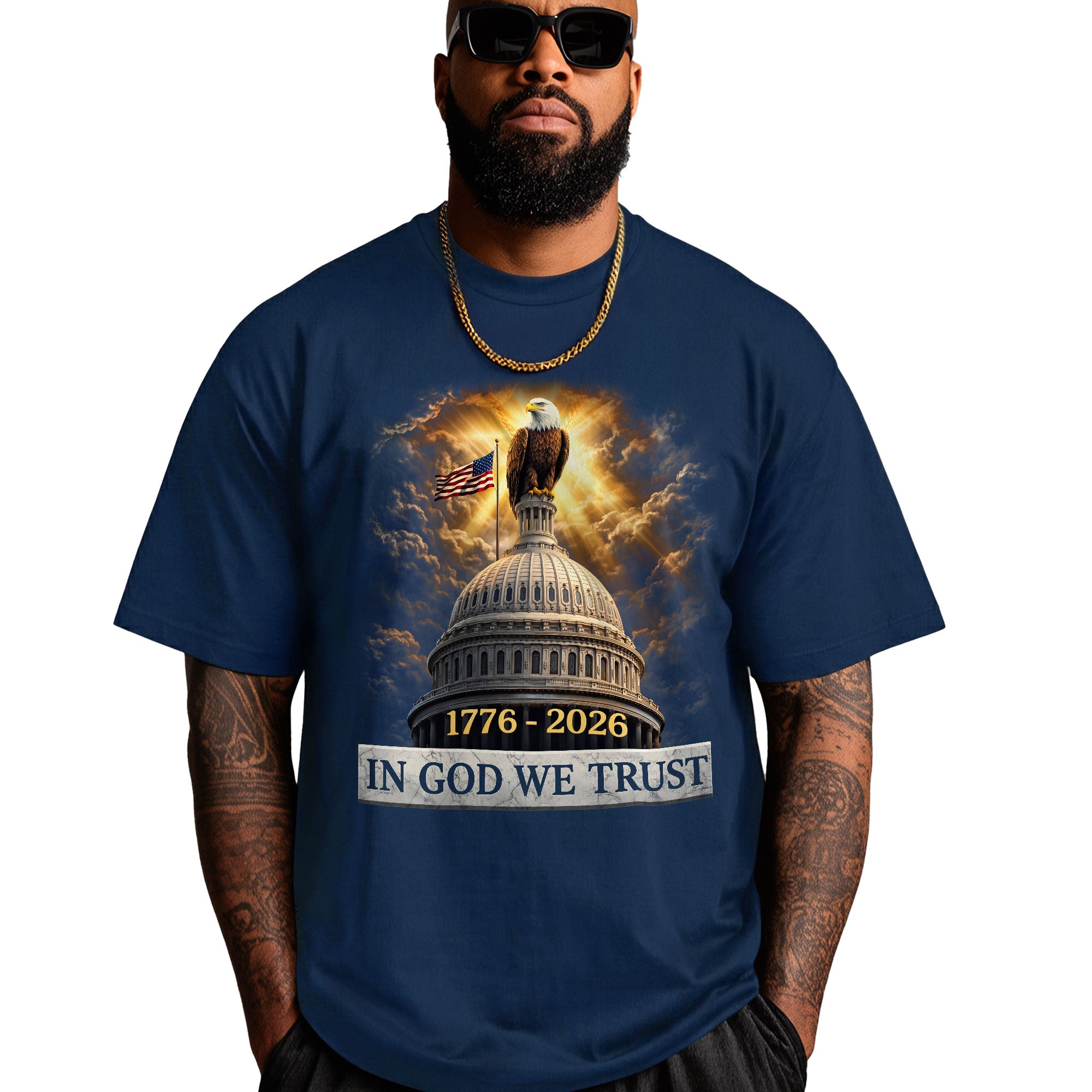 250 Years of America Anniversary Bootleg Eagle & US Capitol T Shirt 